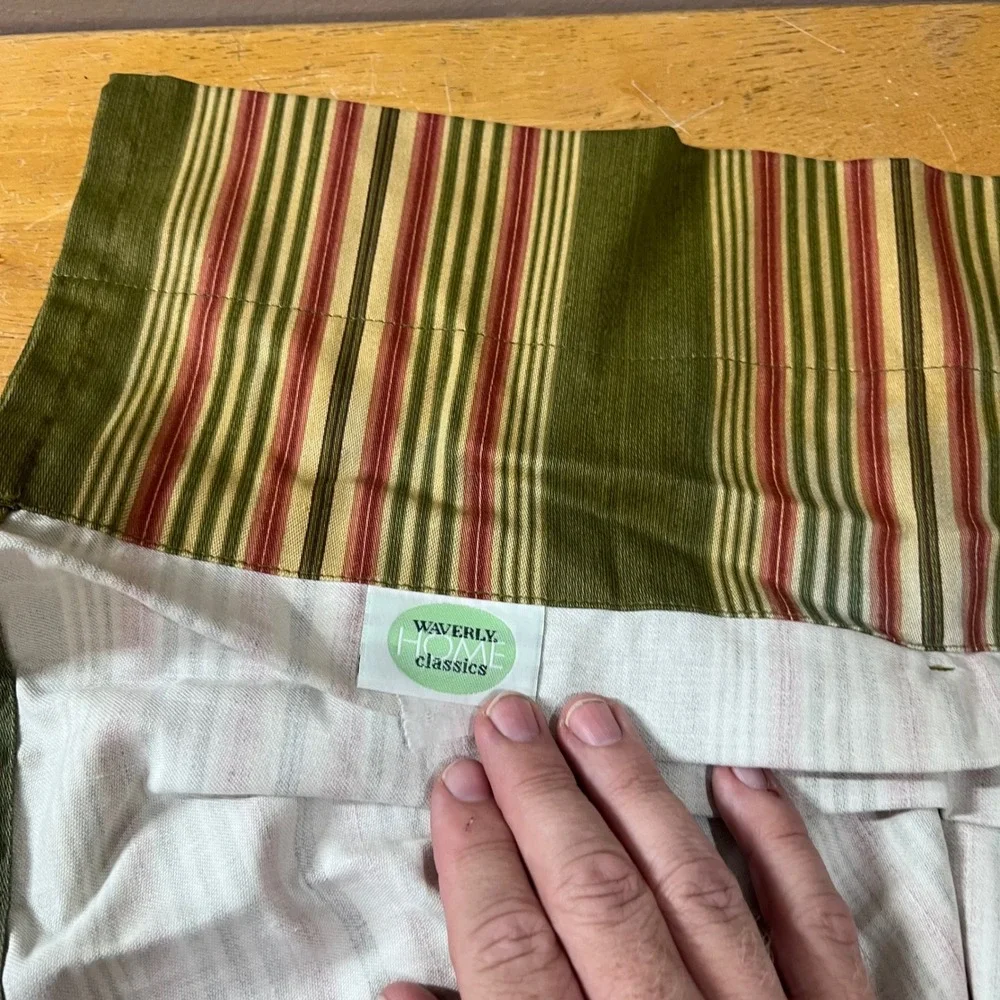 Waverly Home Classics Sweet Water Striped Pleated Window Valance Green Red 79x23